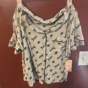 Juicy Couture Women's 2 Pc Pajama Set JC Crown Logo Print Heather Size XL~NWT